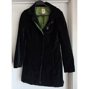 Tulle Black Velvet Coat Women M Long Sleeve Cotton Vintage Jacket Overcoat